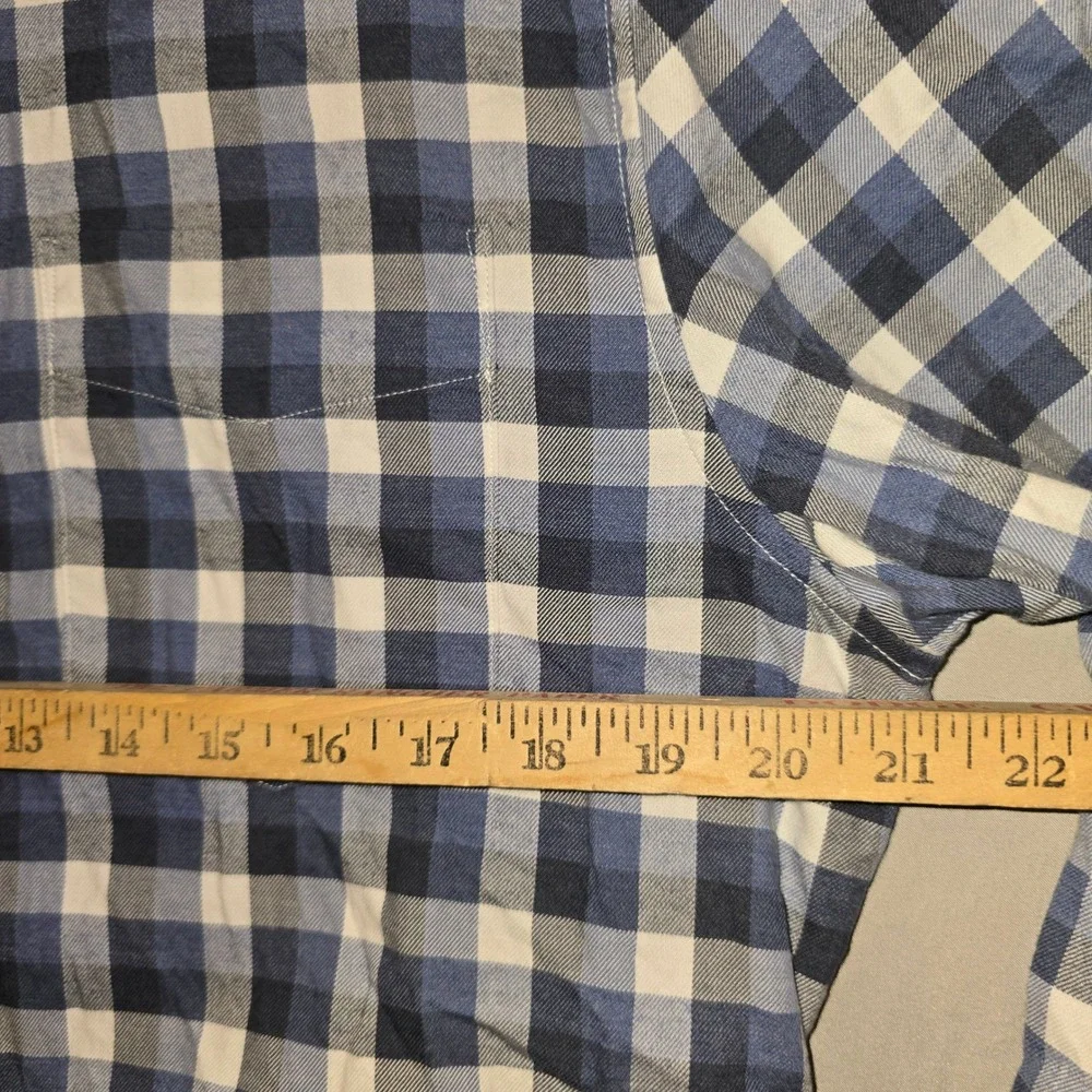 Banana Republic Luxe Flannel Shirt Large Men Blue Check Slim Fit Button Down